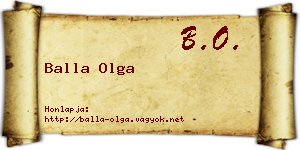 Balla Olga névjegykártya